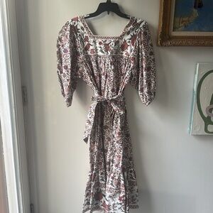 Loeffler Randall Prairie Style Cotton Floral Print Tie waist Dress